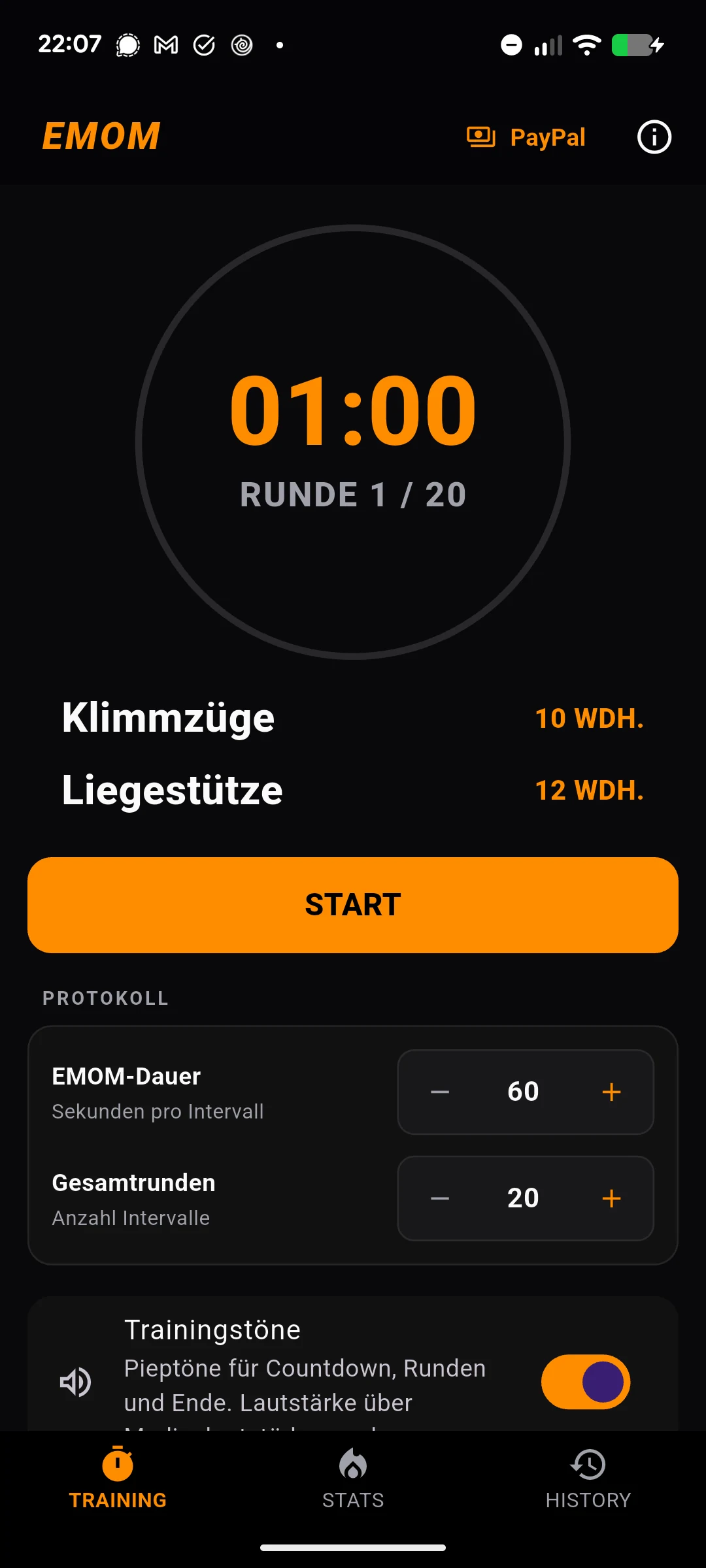 EMOM-Trainingstimer mit Intervallen und Runden